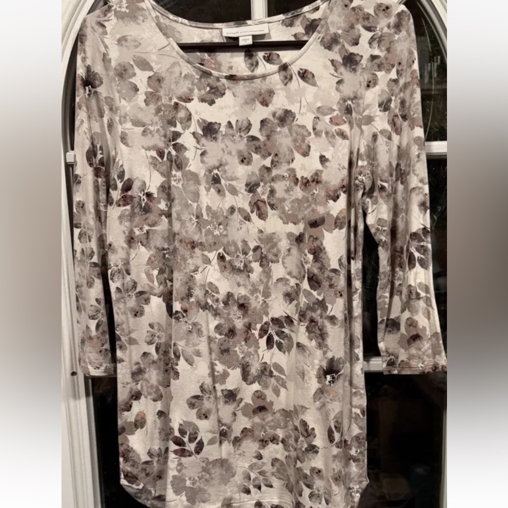 Pure J Jill Woman French Terry S Boho Floral Print Top Cottagecore Y2K Retro